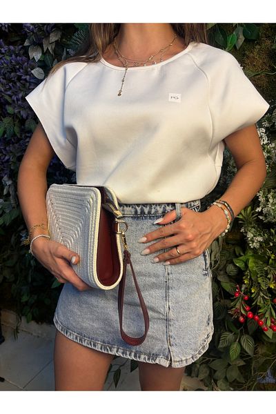 MaVaux Soho Straw Look Leather Blend Portfolio Cluıtch Bag