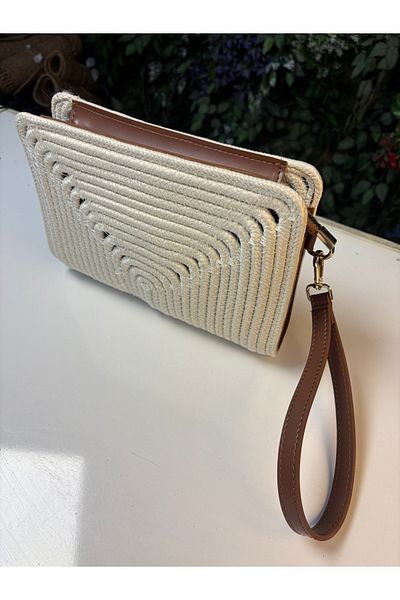 MaVaux Soho Straw Look Leather Blend Portfolio Cluıtch Bag