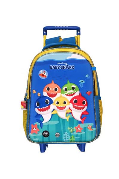 Baby Shark Trolley Bag 2 Main Compartments and 2 Side Pockets 13 Inch