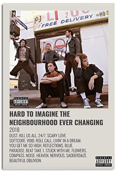 Emoda home Trove ملصق الحي من الصعب تخيل جدار ألبوم فني جمالي مؤطر (40 × 50 سم)