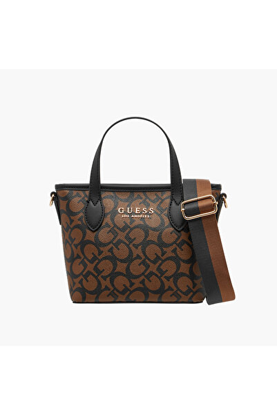 Guess Ashburn Monogram Print Mini Tote Bag with Zip Closure
