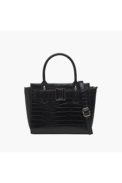 SASHA حقيبة توت منقوشة بسحاب للإغلاق وحزام قابل للتعديل