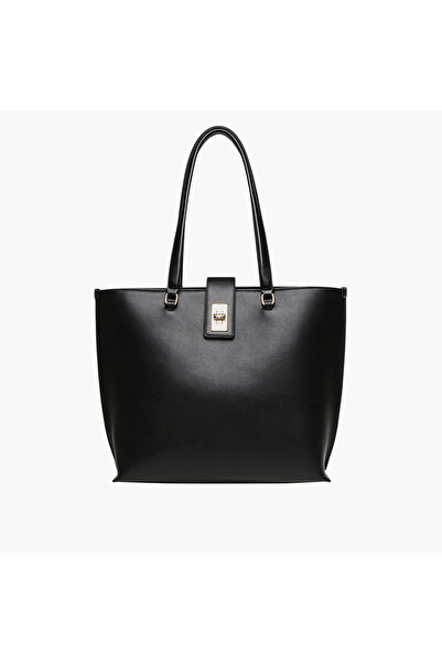 Anne Klein حقيبة توت متينة مع قفل ملتوي ومقبض مزدوج