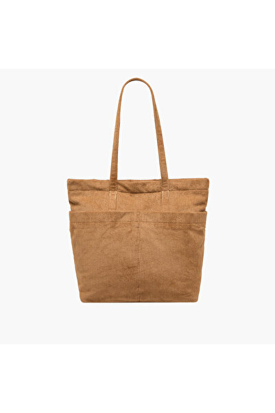 Mistotes Corduroy Tote Bag with Double Handle and Zip Closure