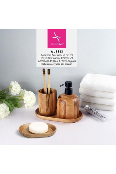 Prima Nova Primanova Alessi Acacia Bathroom Set 4 Pieces