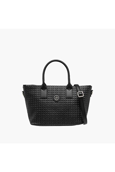 Beverly Hills Polo Club Textured Tote Bag with Double Handles and Zip Closure