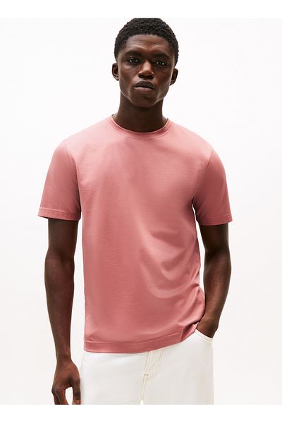 Tommy Hilfiger Crew Neck Pink Men's T-Shirt Mw0Mw39779Ti0_Dc Mercerised Cotton