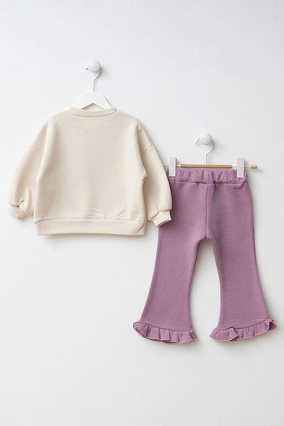 Minipodyum Girls' Bottom Top Set with Bow Printed Spanish Leggings