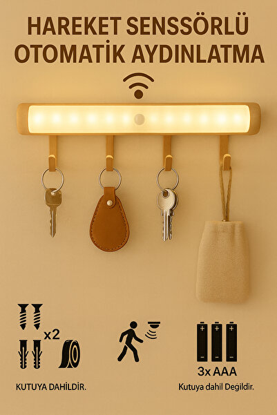 Ecuy Sensörlü COB LED Işık Hareket Algılayan Anahtarlık Askı Aparatı Taşınabilir Askılık Aydınlatma