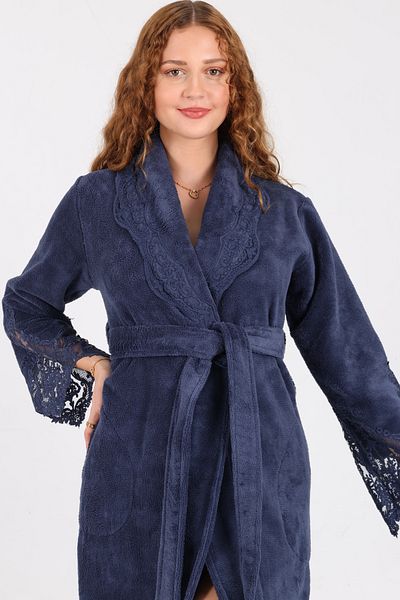 Nuşa Elegant Stylish Bamboo Cotton Bathrobe with Lace