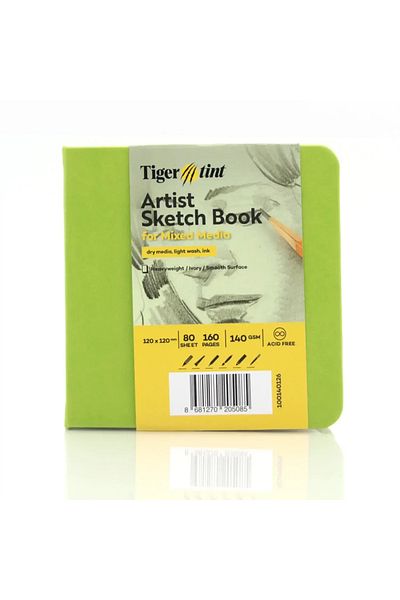 Tigertint Hard Cover Sketchbook 140 g 12X12 cm 80 Sheets Pistachio Green 100140128