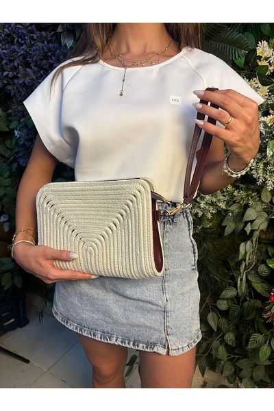 MaVaux Soho Straw Look Leather Blend Portfolio Cluıtch Bag