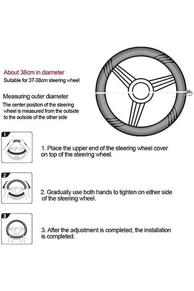 Jiffy PU Leather Universal Car Steering Wheel Cover, 15in or 38cm (Black)