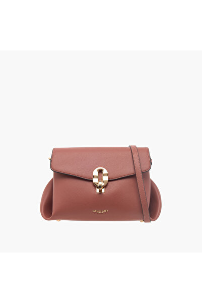 Luella Grey London حقيبة ساتشل لويلا جراي الصلبة مع حزام قابل للتعديل وقفل بغطاء