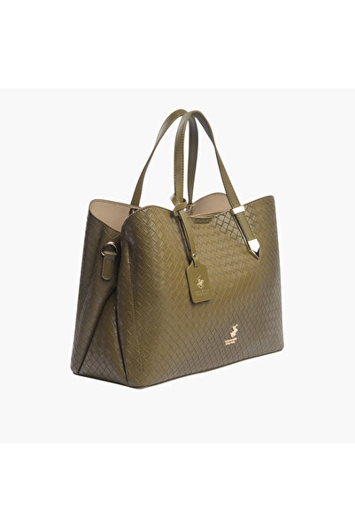 Beverly Hills Polo Club Quilted Tote Bag with Double Handle and Zip Closure