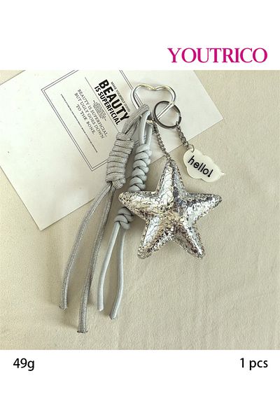 Youtrico Silver-Tone Leather Stylish Bag Charm,Keychain,Elegant Gift Accessory