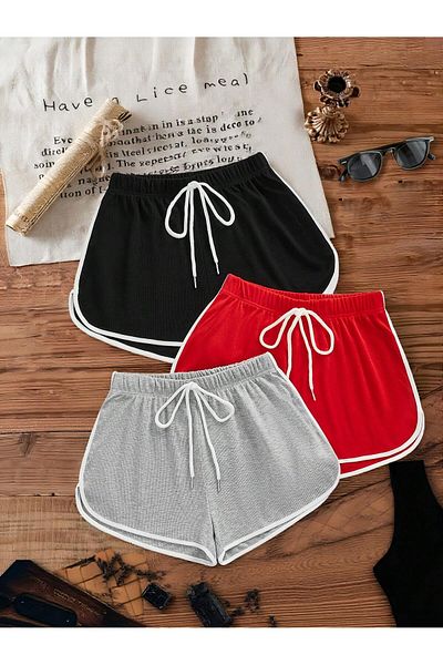 Gollinger 3 Pack Women's Mini Shorts - Piped Short Shorts