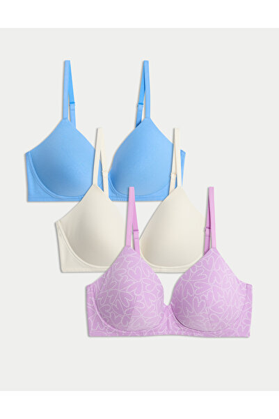 Marks & Spencer 3'lü Destekli Pamuklu T-Shirt Sütyeni Seti