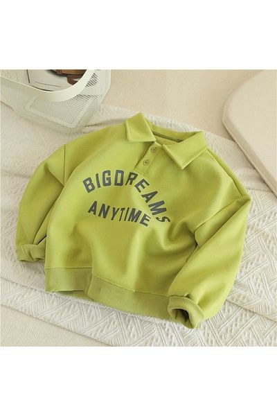 L&Wen Boys Elegant Long Sleeve Sweatshirt for Cooler Weather, Text Pattern Print Kids Top 110 (5 Years)