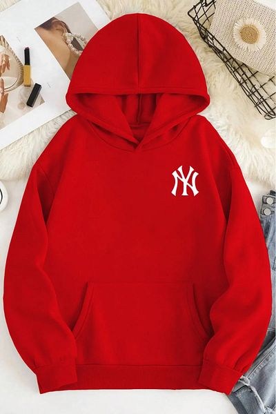 herkesemoda Front and Back Printed Hooded Sweatshirt