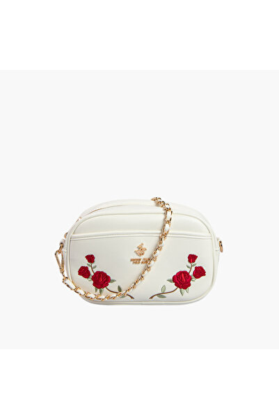 Beverly Hills Polo Club Embroidered Crossbody Bag with Chain Strap