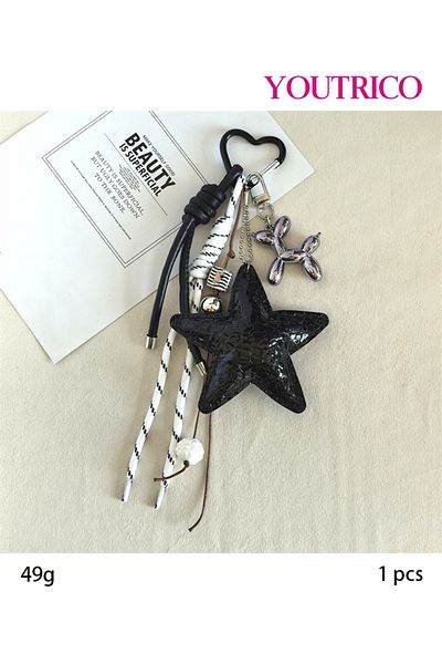 Youtrico Leather Star Dopamine Color Bag Charm, Keychain, Gift Accessory