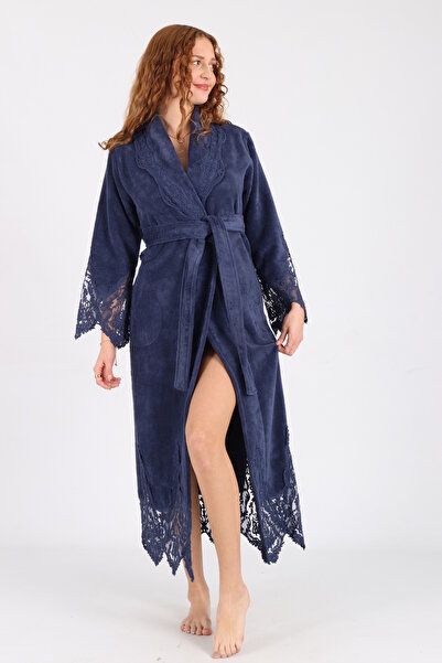 Nuşa Elegant Stylish Bamboo Cotton Bathrobe with Lace