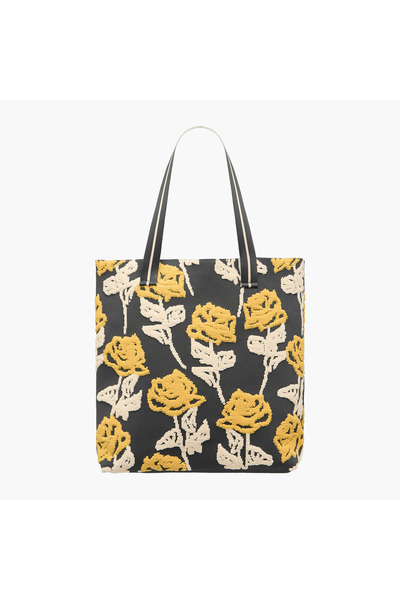 Mistotes Embroidered Tote Bag with Double Handle and Button Closure