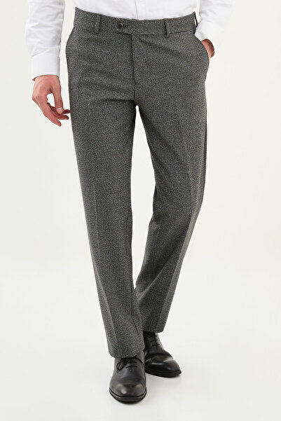 Mcr Check Slim Fit Wool Classic Men's Trousers Black - 38275.24K