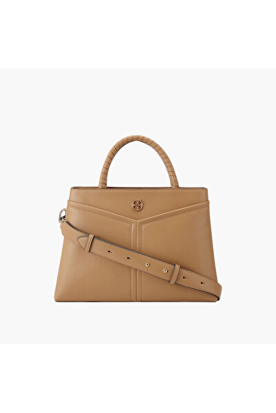 Nine West حقيبة توت منسوجة بمقبض مضفر مزدوج وسحاب للإغلاق