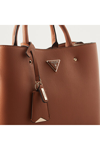 Guess James Girlfriend Satchel Tote Bag with Detachable Strap and Zip Closure