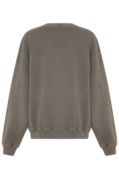 Amia&Co. Gray Crew Neck Printed Oversize Sweatshirt