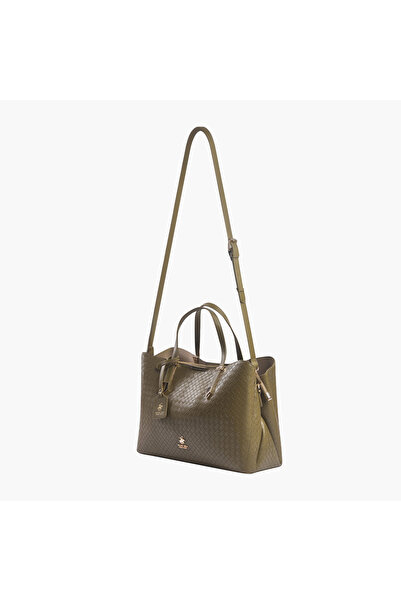 Beverly Hills Polo Club Quilted Tote Bag with Double Handle and Zip Closure