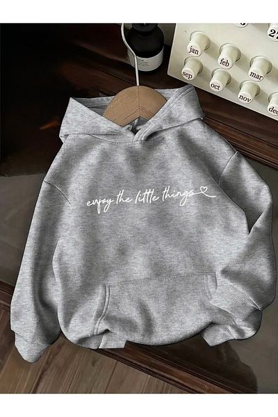 FUFLUNS Enjoy the Little Things Printed Oversize Unisex Hooded Sweatshirt