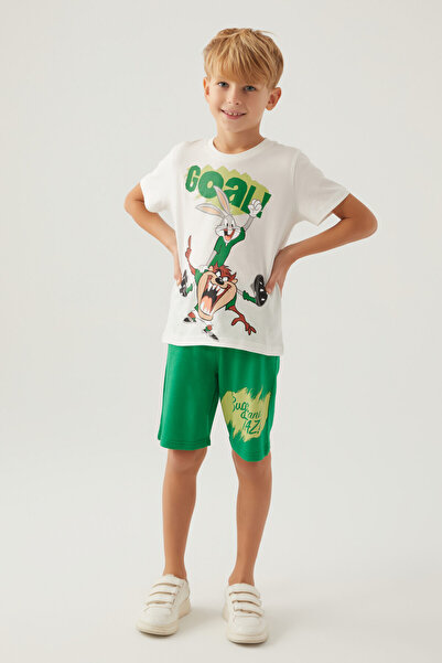 Looney Tunes Costum Bermuda cremă pentru băiat