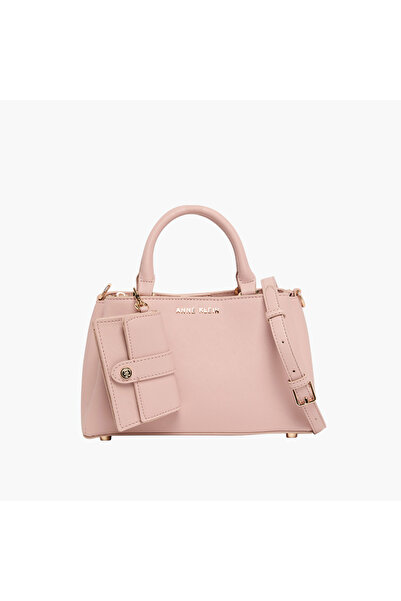 Anne Klein حقيبة متينة بمقابض مزدوجة ومحفظة عملات معدنية قابلة للفصل