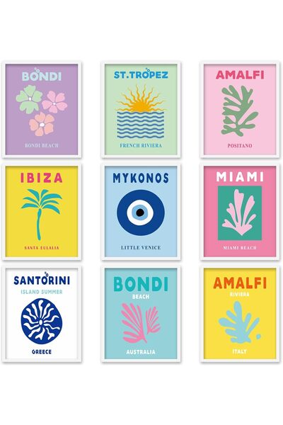 Emoda home Trove ٩ لوحات فنية جدارية للسفر بتصميم أنيق | جمالية تجريدية ملونة...