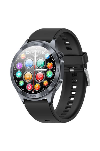 isen JT600 Smartwatch Black, 1.43" AMOLED, Blood Sugar, SpO2+ECG, Bt Call, Electrode Device