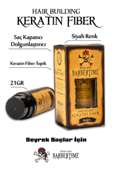 Barbertime SEYREK SAÇ KAPATICI DOLGUNLAŞTIRICI KERATİN FİBER TOPİK/SİYAH RENK 21 GR