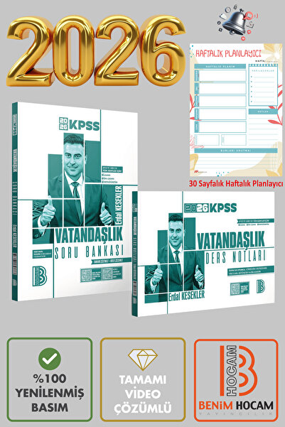 Benim Hocam Yayınları Erdal Kesekler KPSS Vatandaşlık Tamamı Çözümlü Soru Ban...