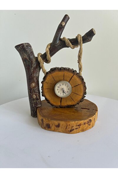 Yonga Sanat Atölyesi Doğal Ağaç, Ahşap Masa Saati