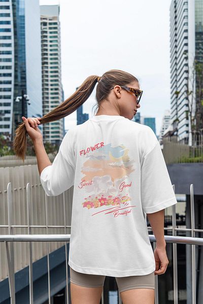 Buka Shops Sweet Flower - Back Printed Oversize T-Shirt