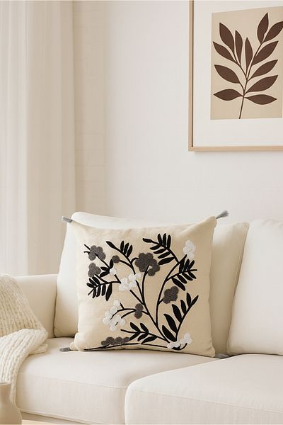 HOMİNG Black and White Patterned Throw Pillow Cover 45X45Cm 242166