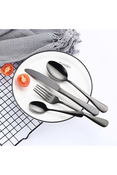 Sunhome 4-Piece Stainless Steel Cutlery Set Black