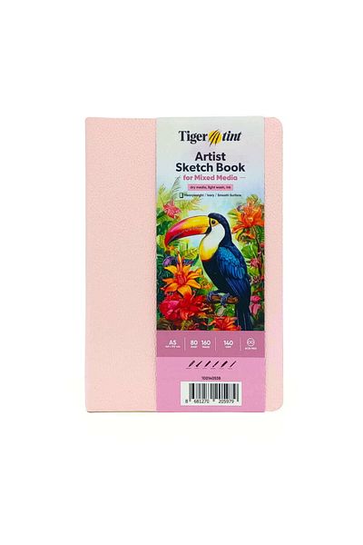Tigertint Soft Cover Mixed Media Multi-Purpose Art Notebook 140 g A5 80 Sheets Candy Pink 100140538