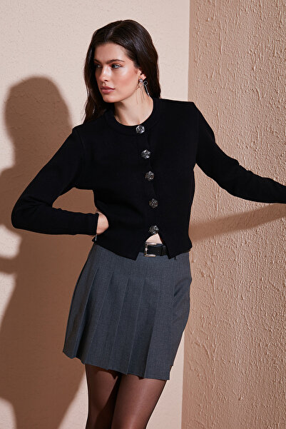 Lela Premium Regular Fit Yuvarlak Yaka Crop Triko Hırka HIRKA 680HI00110