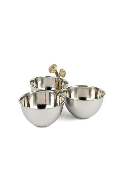 Mikasa Moor Silver Gold Mushroom 3-Piece Snack Bowl 26X16Cm