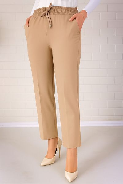 VOICTEC Plus Size Bell Fabric Pocket Carrot Pants with Elastic Waist