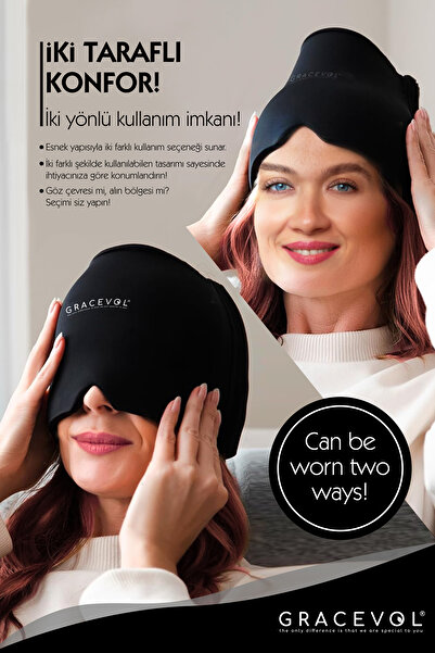 GRACEVOL Mıgren ve Baş Ağrısı İçin Sıcak-Soğuk Kompres Şapkası, Yıkanabilir Dış Yüzey