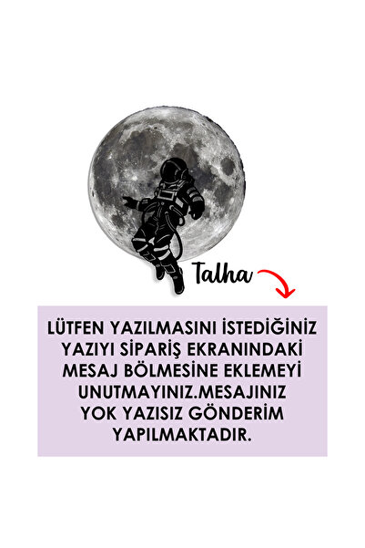 Lucenda Kişiselleştirilebilir Led Işıklı Epoksi Cam Katmanlı Tablo Astronot Dolunay